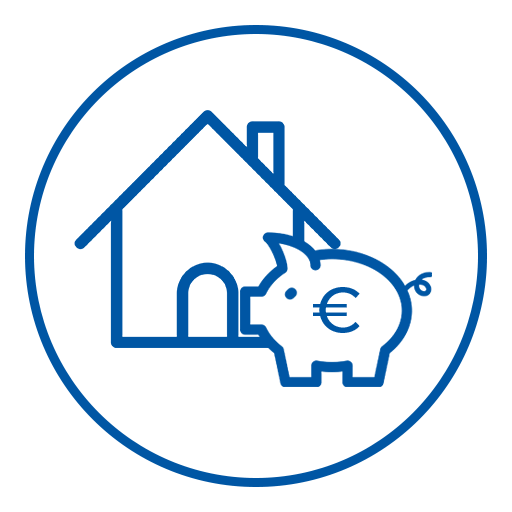 Icon mit Sparschwein und Haus