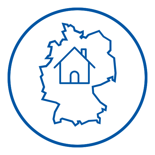 Icon mit Umriss von Deutschland und einem Haus