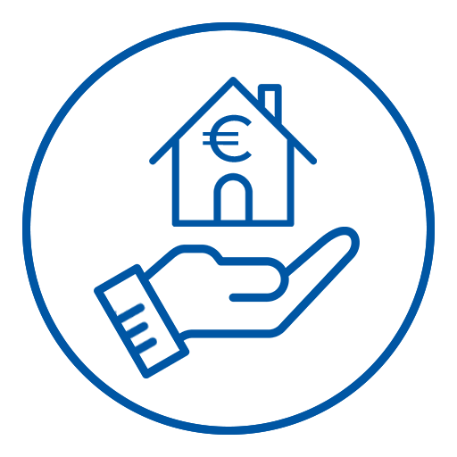 Icon mit Haus und Hand
