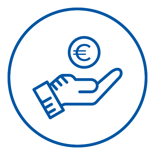 Icon mit Hand und Euromünze