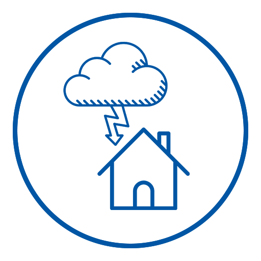 Icon mit Haus und Sturmwolke