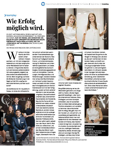 Artikel in der PAparazzi Passau über die Confiance AG